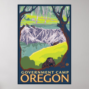 Poster Famille Beaver - Camp du gouvernement, Oregon