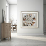 Poster Famille beige élégant moderne minimaliste collage<br><div class="desc">Écriture de famille élégant moderne minimaliste noir et beige collage photo personnalisé lignes simples propres imprimé cadeau de famille.</div>