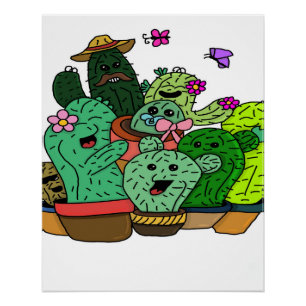 Poster famille cactus