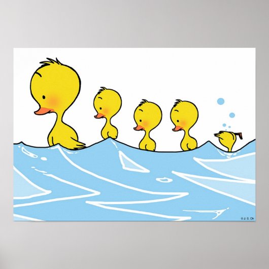Poster Famille de canards de natation (Devant)