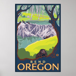 Poster Famille de castors - Bend, Oregon