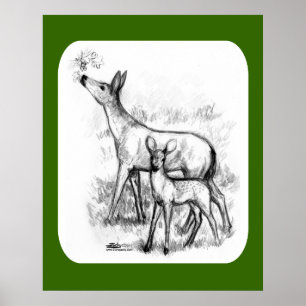 Poster Famille de cerfs