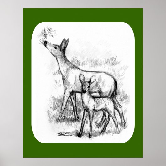 Poster Famille de cerfs (Devant)