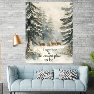 Poster Famille de cerfs personnalisée dans une forêt enne