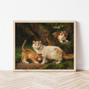 Poster Famille de chat Jouer Julius Adam le Jeune