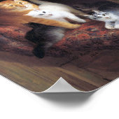 Poster Famille de chats et feuille d'ivoire par Henriette (Coin)