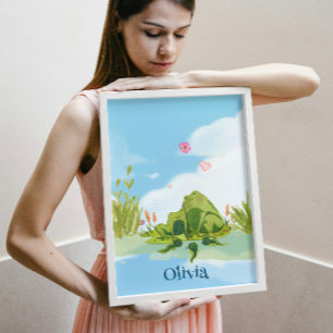 Poster Famille de grenouilles amoureuses