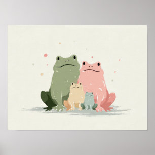 Poster Famille de grenouilles – Jolie illustration fantai