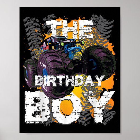 Poster Famille de jumelage de camions Monster Boy Birthda (Devant)