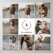 Poster Famille de monogramme de couronnes de collage phot (Devant)