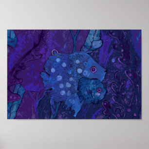 Poster Famille de poissons, Océan sous-marin Animal Art M