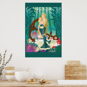 Poster Famille de sirènes (blondes noires)