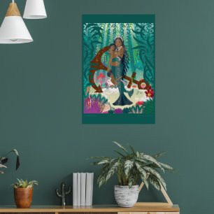 Poster Famille de sirènes (peau et yeux marron)