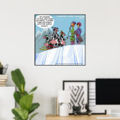 Poster Famille De Ski De Neige De Vache Drôle (Bureau à domicile)