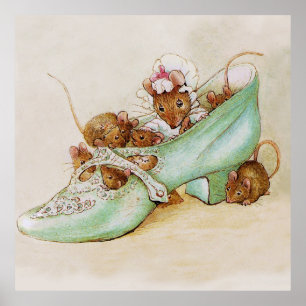 Poster Famille de souris dans une chaussure par Beatrix P