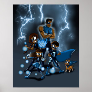 Poster Famille de super-héros afro-américaine