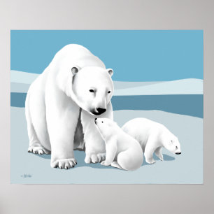 Poster Famille d'ours polaires