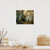 Poster Famille d'ours vintages dans la forêt (Cuisine)