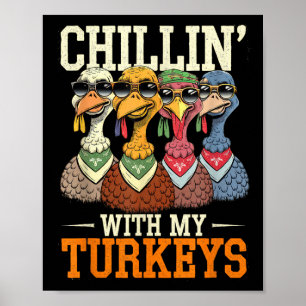Poster Famille drôle de Thanksgiving - Chillin avec ma di