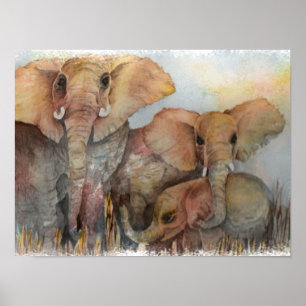 Poster Famille exceptionnelle des éléphants