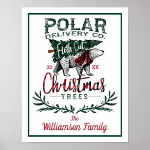 Poster Famille fraîche polaire d'arbres de Noël de coupe