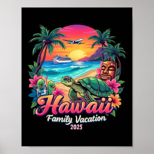 Poster Famille Hawaii été jumelé Voyage Vacation 2025 V