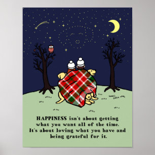 Poster Famille jaune de Labrador et ciel étoilé