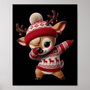 Poster Famille Noël Dabbing Reinder Xmas Deer Kids G