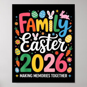 Poster Famille Pâques 2026 Équipe assortie Lapin mignon H