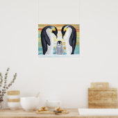 Poster Famille Penguin avec bébé Penguin (Cuisine)