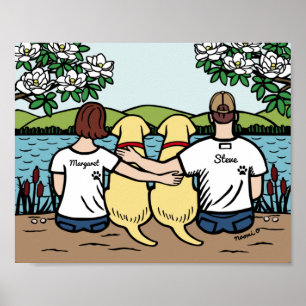 Poster Famille personnalisée du Labrador jaune Brown B co