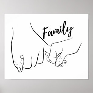 Poster Famille Pinky Promise Minimal Line Art Mignonne Si