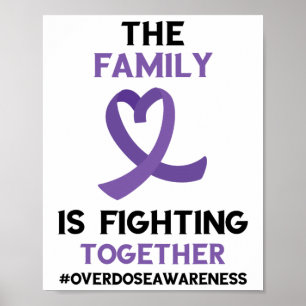 Poster Famille se battant ensemble Ruban violet surdosage