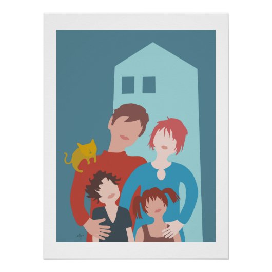 poster family and cat perfect poster (Voorkant)