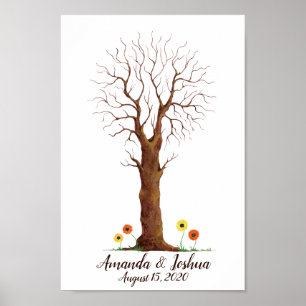 Poster Family Fingerprint Tree Livre d'invités