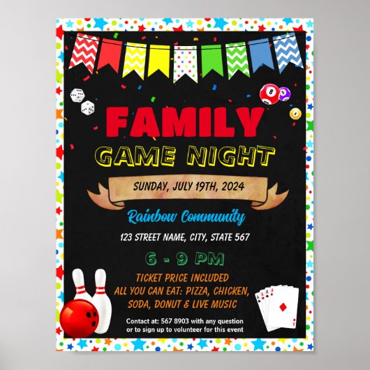 Poster Family Game Night événement modèle (Devant)