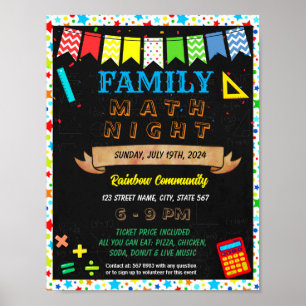 Poster Family Math Night événement modèle
