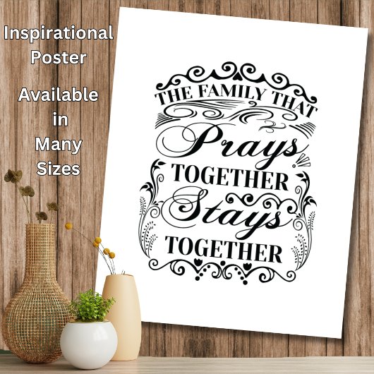 Poster Family Prays Together Stays Bible Saying