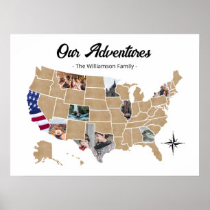 Poster Family Travel Adventures USA Photo Collage