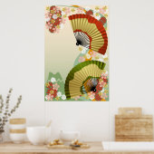 Poster Fan japonais 3 vert (Cuisine)