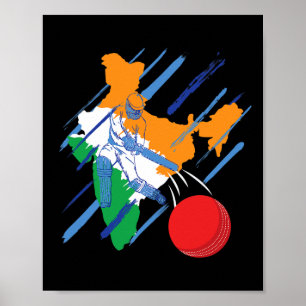 Poster Fan ou joueur de cricket indien
