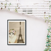 Poster Fancy Cat & Vintage Eiffel Tower