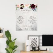 Poster Fancy Classic Rose Paeonie fleurs Menu Bar de mari (Bureau à domicile)