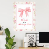 Poster Fancy One Rose Bow preppy 1er anniversaire (Bureau à domicile)