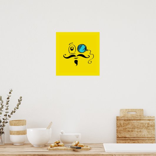 Poster Fancy Yellow Face with Monocle and Mustache (Cuisine)