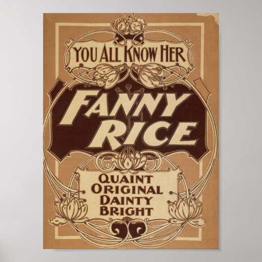 Poster Fanny Rice, 'Vierge Originale (Devant)