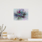 Poster Fantaisie Abstraite Moderne Fleur Fractale Colorée (Cuisine)
