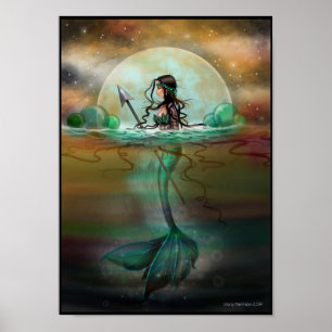 Poster Fantaisie artistique de sirène de mer mystique