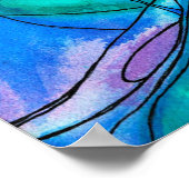 Poster Fantaisie Bleue Aquarelle (Coin)