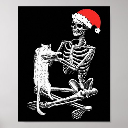 Poster Fantaisie Crâne Chat Noël (Devant)